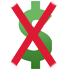 dollar sign red with x across it icon